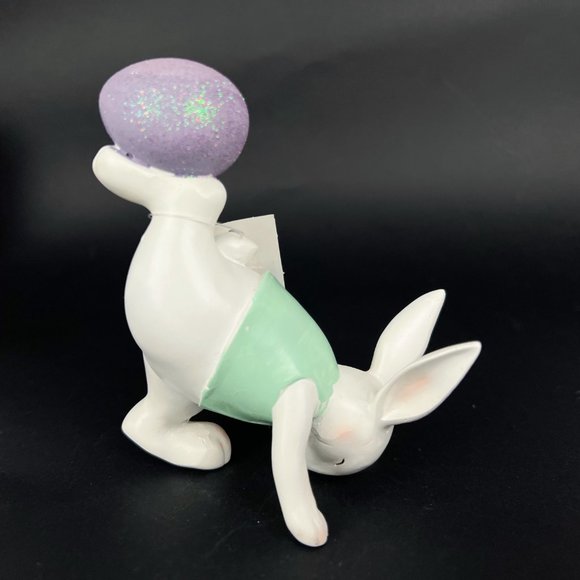 NEW Bath & Body Works Kicking Bunny Rabbit Easter GREEN 3-Wick Candle Topper Egg - Picture 4 of 7